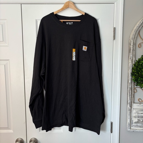 Carhartt Loose Fit Heavyweight Long-Sleeve Classic Pocket Tshirt Black Work - Picture 3 of 8